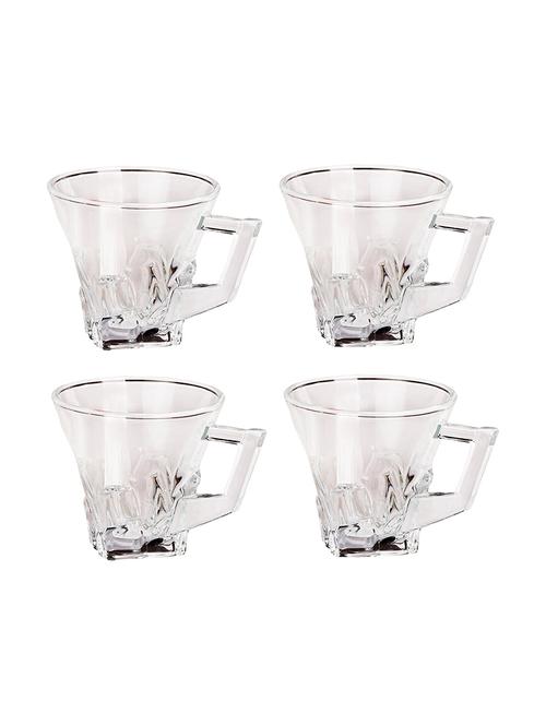 designer & stylish transparent tea/coffee cup, glass, 180 ml, pack of- 4 - 18803190 - Very Small Image - 1