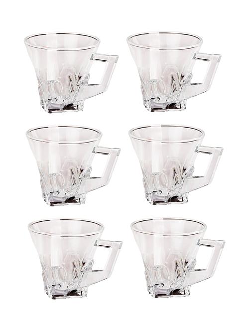 designer & stylish transparent tea/coffee cup, glass, 180 ml, pack of- 6 - 18803192 - Very Small Image - 1