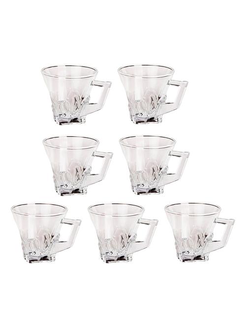 designer & stylish transparent tea/coffee cup, glass, 180 ml, pack of- 7 - 18803193 - Very Small Image - 1