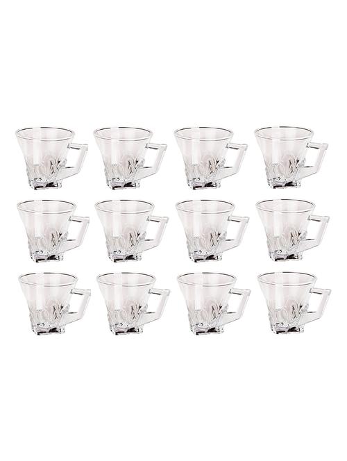 designer & stylish transparent tea/coffee cup, glass, 180 ml, pack of- 12 - 18803198 - Very Small Image - 1