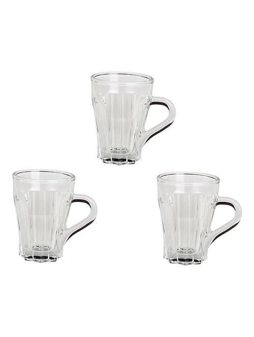 designer & stylish transparent tea/coffee cup, glass, 180 ml, pack of- 3 - 18803201 - Very Small Image - 1