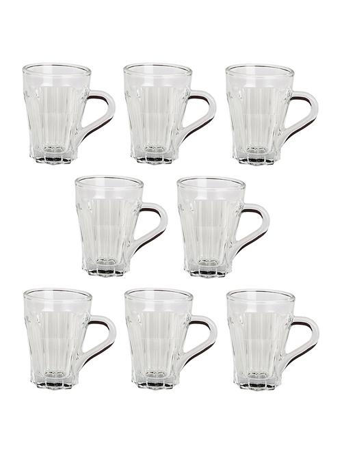 designer & stylish transparent tea/coffee cup, glass, 180 ml, pack of- 8 - 18803206 - Very Small Image - 1