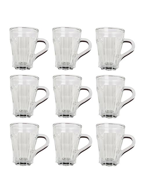designer & stylish transparent tea/coffee cup, glass, 180 ml, pack of- 9 - 18803207 - Very Small Image - 1