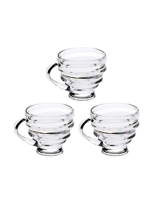 designer & stylish transparent tea/coffee cup, glass, 180 ml, pack of- 3 - 18803213 - Very Small Image - 1