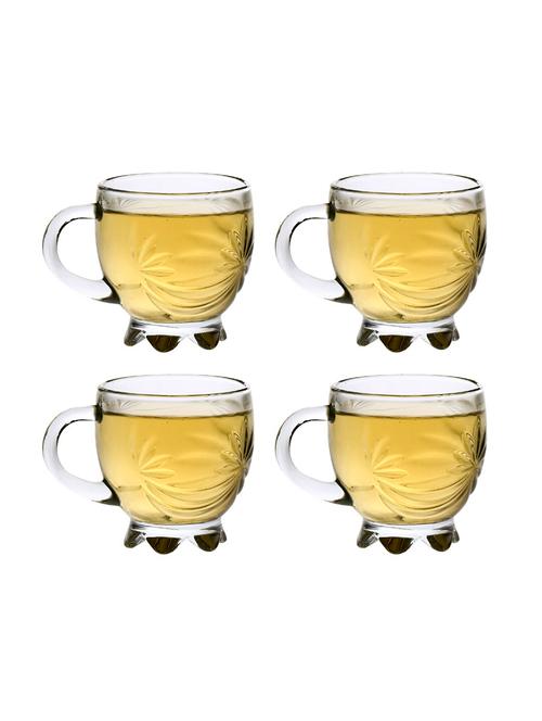 designer & stylish transparent tea/coffee cup, glass, 180 ml, pack of- 4 - 18803226 - Very Small Image - 1
