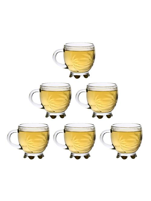 designer & stylish transparent tea/coffee cup, glass, 180 ml, pack of- 6 - 18803228 - Very Small Image - 1