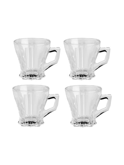 designer & stylish transparent tea/coffee cup, glass, 180 ml, pack of- 4 - 18803238 - Very Small Image - 1