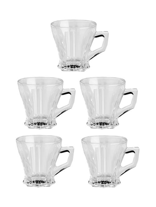 designer & stylish transparent tea/coffee cup, glass, 180 ml, pack of- 5 - 18803239 - Very Small Image - 1
