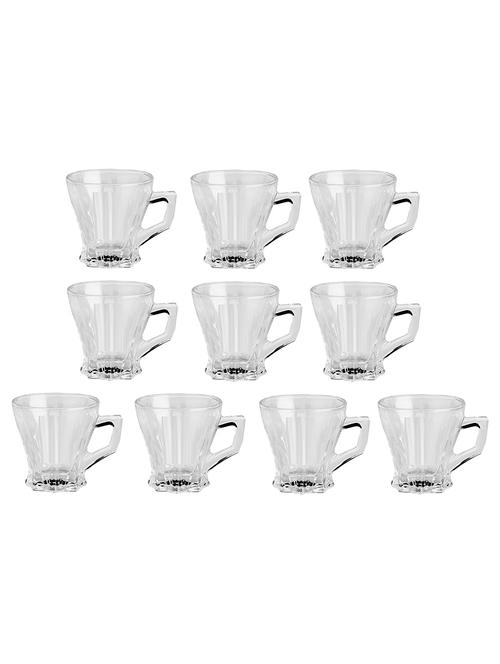 designer & stylish transparent tea/coffee cup, glass, 180 ml, pack of-10 - 18803244 - Very Small Image - 1