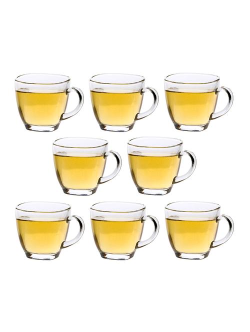 designer & stylish transparent tea/coffee cup, glass, 180 ml, pack of- 8 - 18803254 - Very Small Image - 1