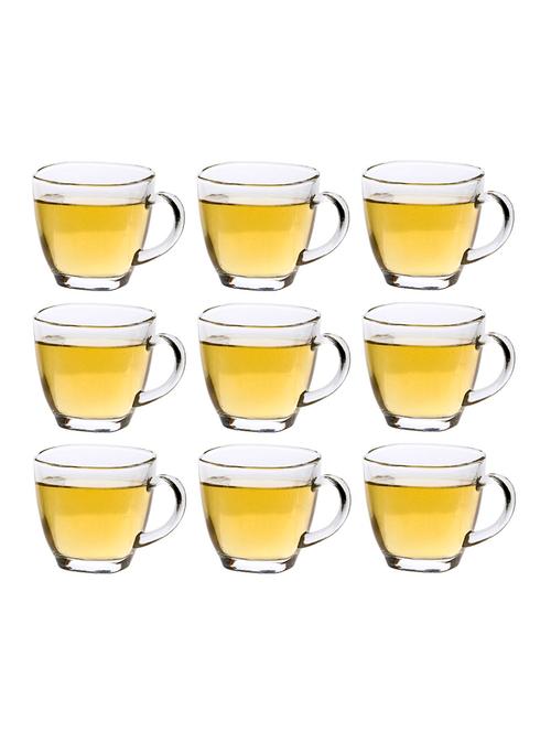 designer & stylish transparent tea/coffee cup, glass, 180 ml, pack of- 9 - 18803255 - Very Small Image - 1
