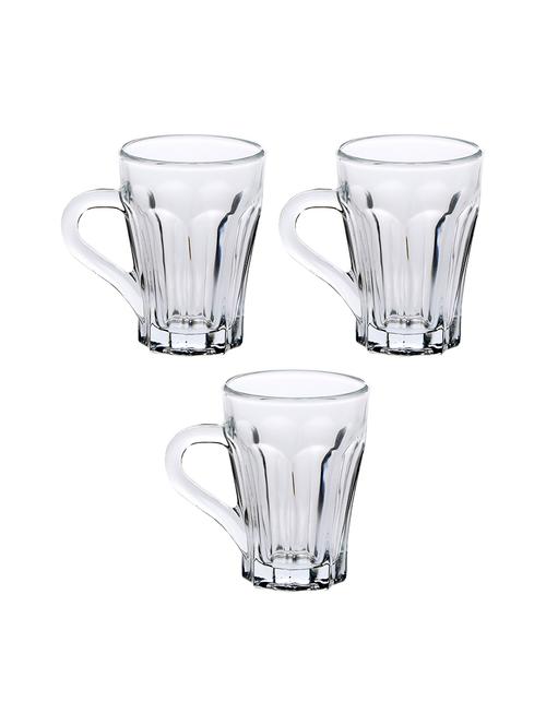 designer & stylish transparent tea/coffee cup, glass, 180 ml, pack of- 3 - 18803261 - Very Small Image - 1