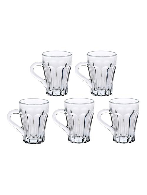designer & stylish transparent tea/coffee cup, glass, 180 ml, pack of- 5 - 18803263 - Very Small Image - 1