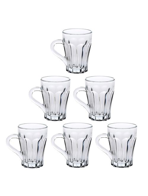 designer & stylish transparent tea/coffee cup, glass, 180 ml, pack of- 6 - 18803264 - Very Small Image - 1