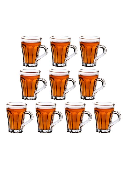 designer & stylish transparent tea/coffee cup, glass, 180 ml, pack of-10 - 18803268 - Very Small Image - 1