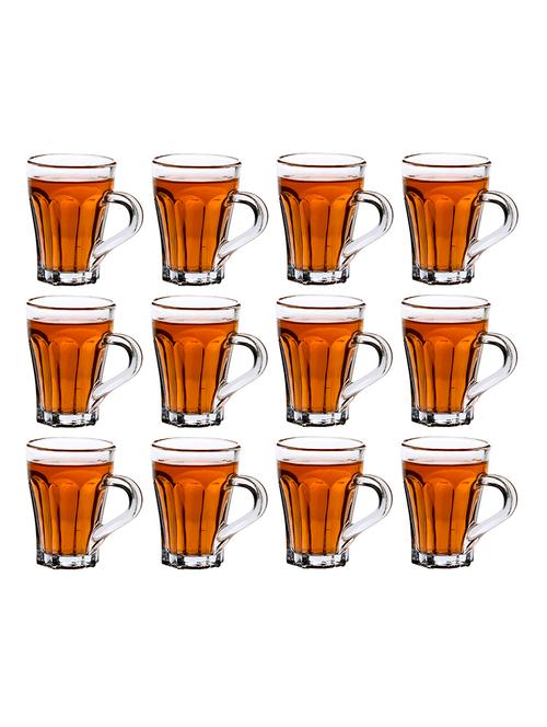 designer & stylish transparent tea/coffee cup, glass, 180 ml, pack of- 12 - 18803270 - Very Small Image - 1