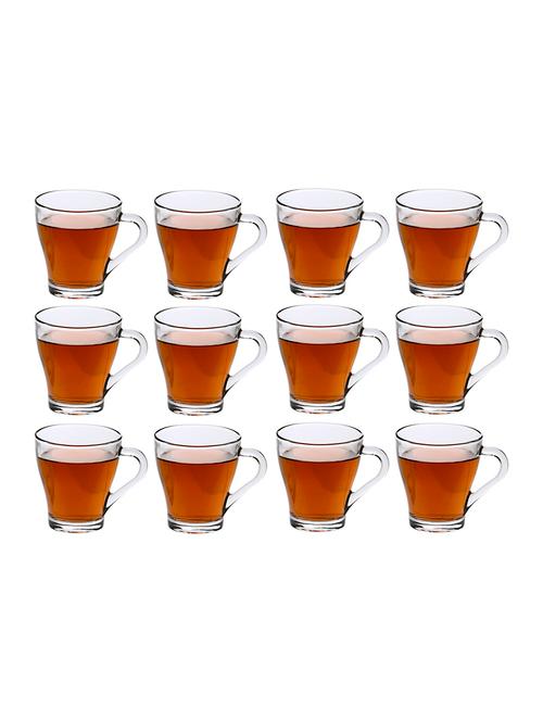 designer & stylish transparent tea/coffee cup, glass, 180 ml, pack of- 12 - 18803282 - Very Small Image - 1