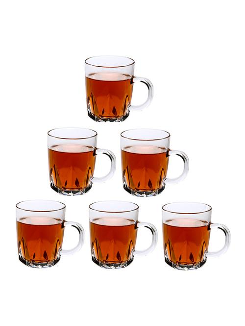 designer & stylish transparent tea/coffee cup, glass, 180 ml, pack of- 6 - 18803288 - Very Small Image - 1