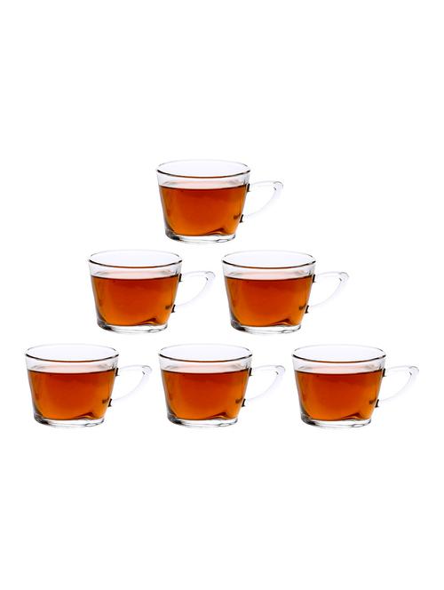 designer & stylish transparent tea/coffee cup, glass, 180 ml, pack of- 6 - 18803300 - Very Small Image - 1
