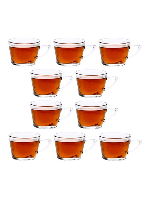designer & stylish transparent tea/coffee cup, glass, 180 ml, pack of-10 - 18803304 - Very Small Image - 1