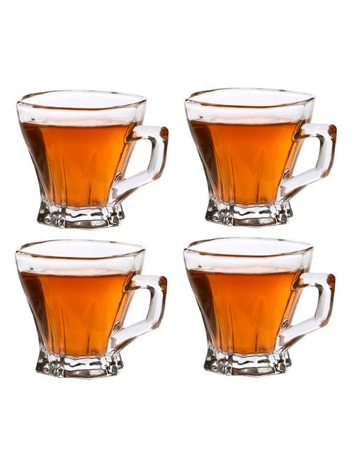 designer & stylish transparent tea/coffee cup, glass, 180 ml, pack of- 4 - 18803310 - Very Small Image - 1