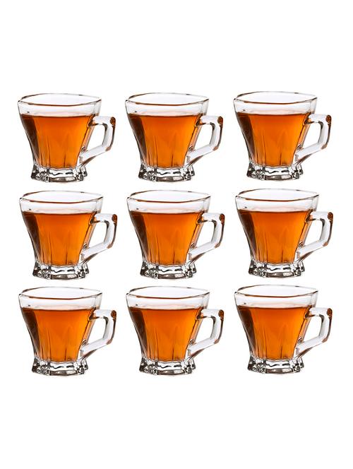 designer & stylish transparent tea/coffee cup, glass, 180 ml, pack of- 9 - 18803315 - Very Small Image - 1