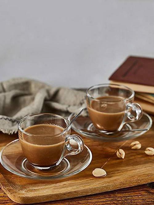 designer & stylish transparent tea/coffee cup, glass, pack of 2 - 18803321 - Very Small Image - 1