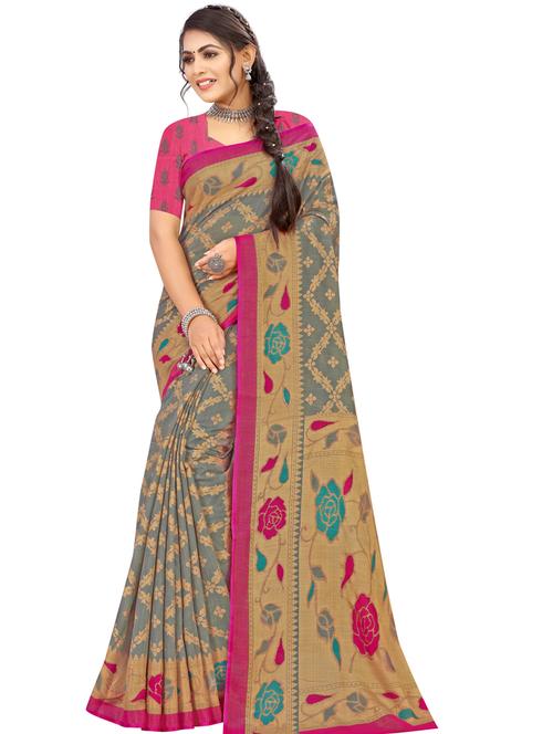 traditional baraso sarees with foil print with blouse - 18803500 - Very Small Image - 1