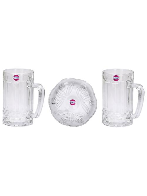 combo of 2 beer glass and 1 snack plate, transparent, glass, pack of 3 -a68 - 18807123 - Very Small Image - 1