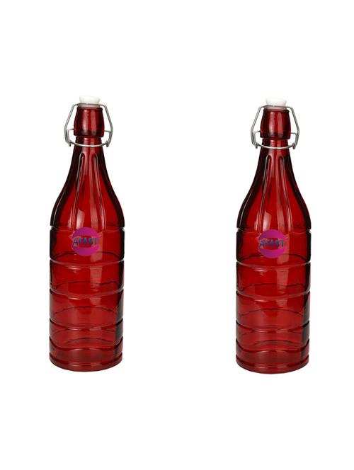 glass transparent water bottle, 1000 ml, red - 18807273 - Very Small Image - 1