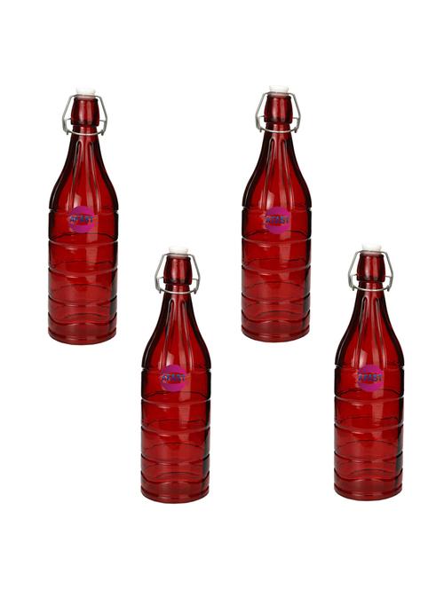 glass transparent water bottle, 1000 ml, red - 18807274 - Very Small Image - 1