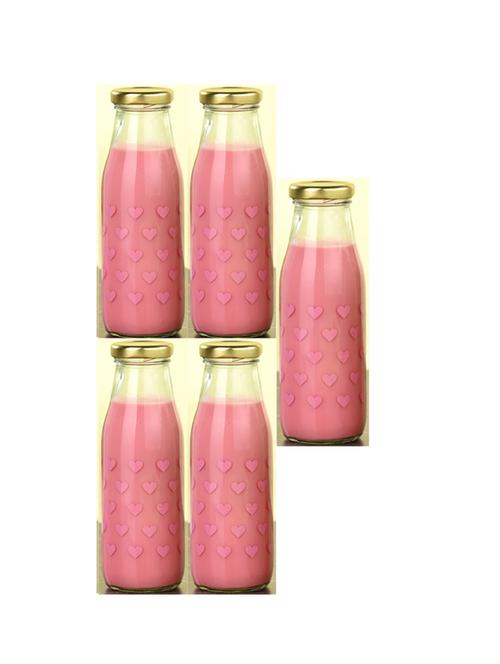 lovely heart glass water/milk bottle, metal metal cap, 300ml, pack of 5 - 18807456 - Very Small Image - 1