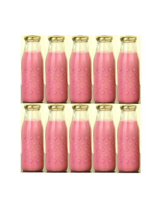 lovely heart glass water/milk bottle, metal metal cap, 300ml, pack of 10 - 18807461 - Very Small Image - 1
