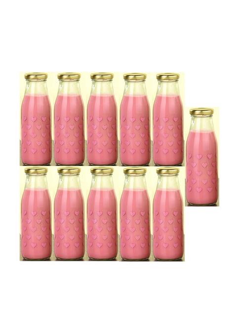 lovely heart glass water/milk bottle, metal metal cap, 300ml, pack of 11 - 18807462 - Very Small Image - 1