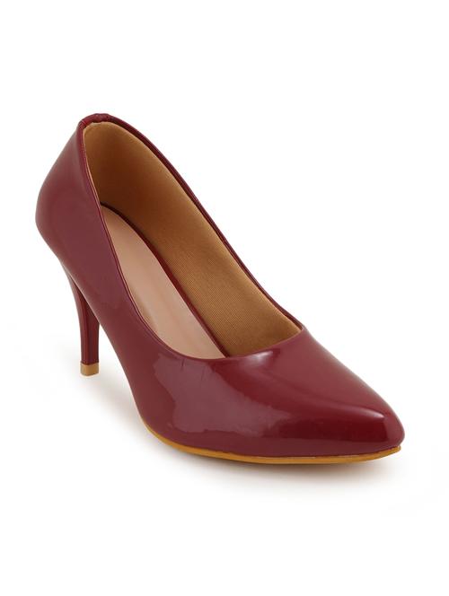 maroon synthetic slip on pumps - 18811788 - Very Small Image - 1