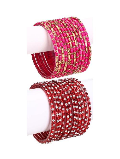 stone embellished glass bangles combo - 18817558 - Very Small Image - 1