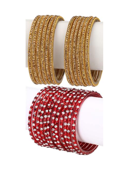 stone embellished glass bangles combo - 18817702 - Very Small Image - 1