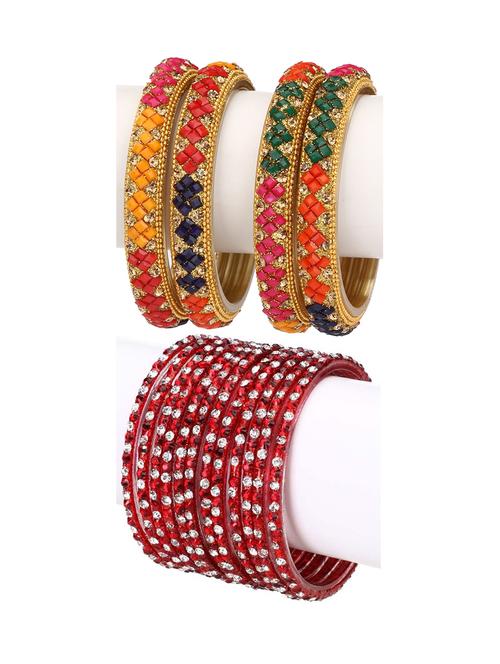 stone embellished glass bangles combo - 18817719 - Very Small Image - 1