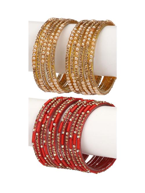 stone embellished glass bangles combo - 18817722 - Very Small Image - 1