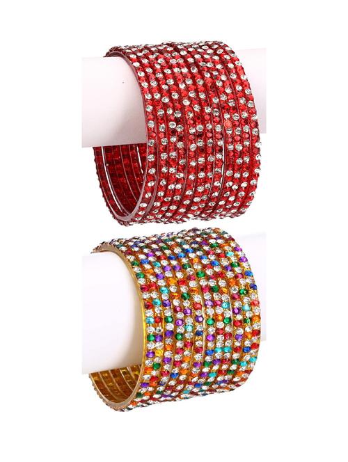 stone embellished glass bangles combo - 18817750 - Very Small Image - 1