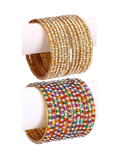 stone embellished glass bangles combo - 18817762 - Very Small Image - 1