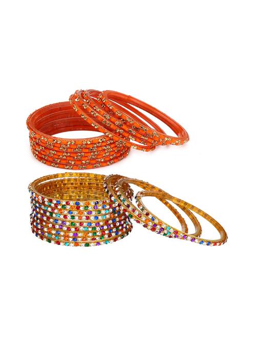 stone embellished glass bangles combo - 18817771 - Very Small Image - 1