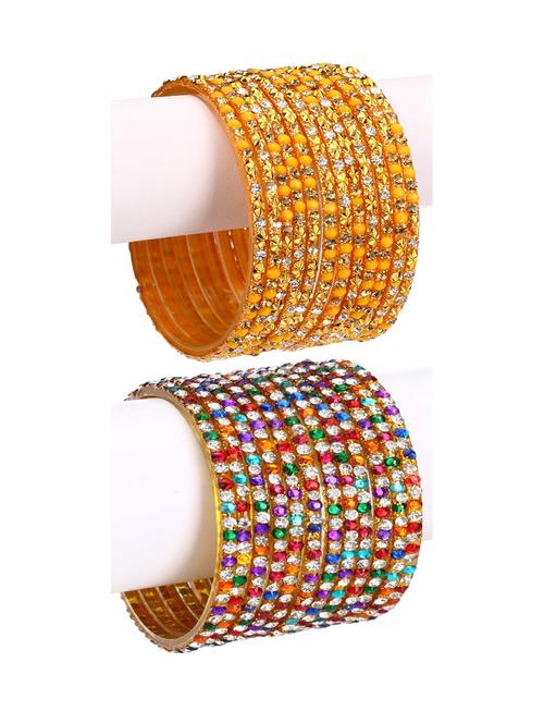 stone embellished glass bangles combo - 18817775 - Very Small Image - 1