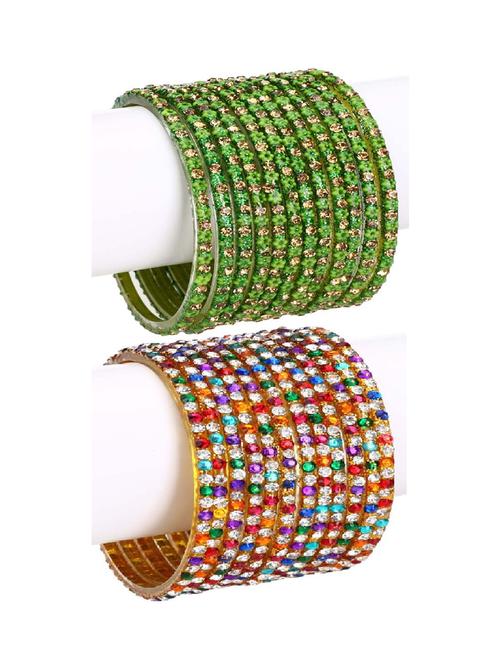 stone embellished glass bangles combo - 18817781 - Very Small Image - 1