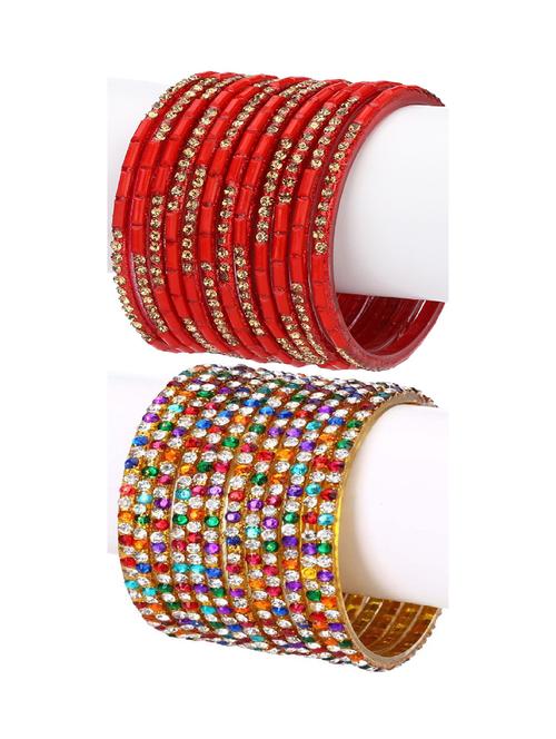 stone embellished glass bangles combo - 18817845 - Very Small Image - 1