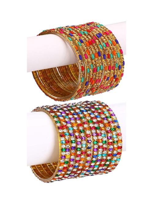 stone embellished glass bangles combo - 18817850 - Very Small Image - 1
