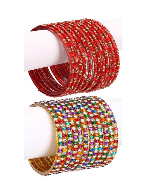 stone embellished glass bangles combo - 18817856 - Very Small Image - 1
