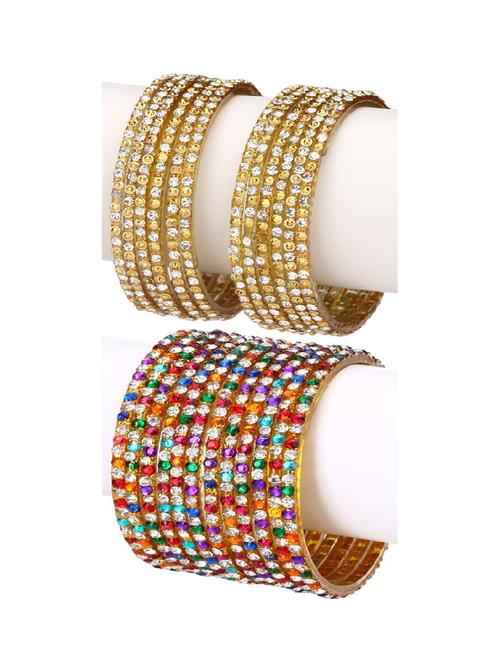 stone embellished glass bangles combo - 18817866 - Very Small Image - 1