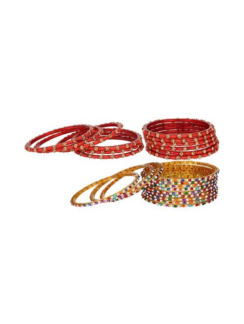 stone embellished glass bangles combo - 18817878 - Very Small Image - 1