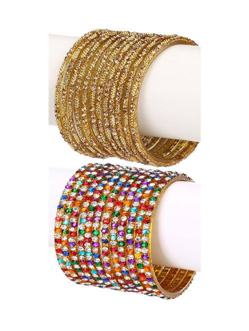 stone embellished glass bangles combo - 18817894 - Very Small Image - 1